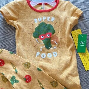 dip Kids Pajama Set - Yellow with Red and Green Accents